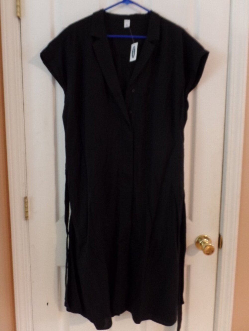 *NWT* Old Navy XL TALL Black Belted Button Down Dolman Shirt Dress 16 18 20